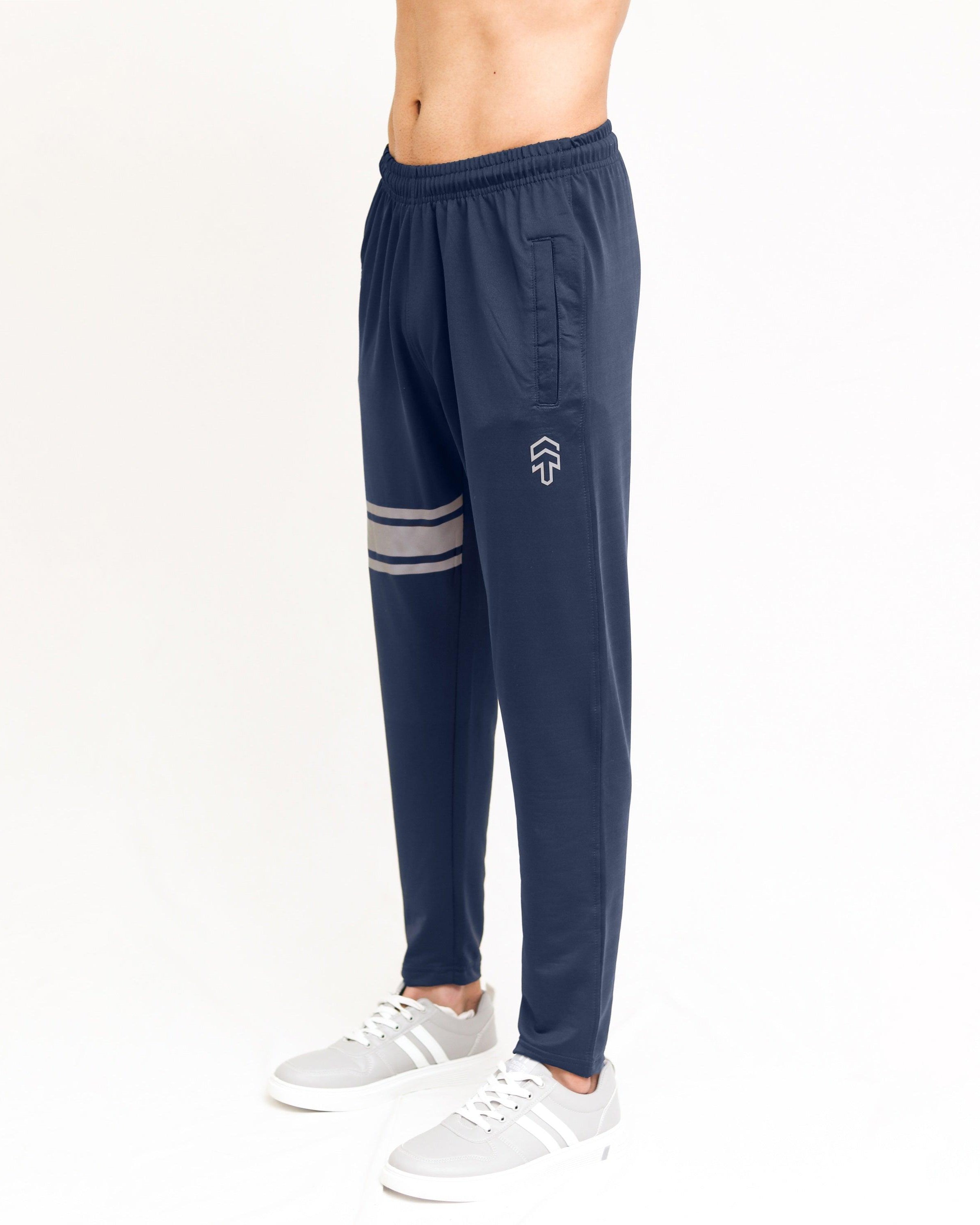 Navy Lycra Quick Dry Trouser with Three Stripes - Surteez