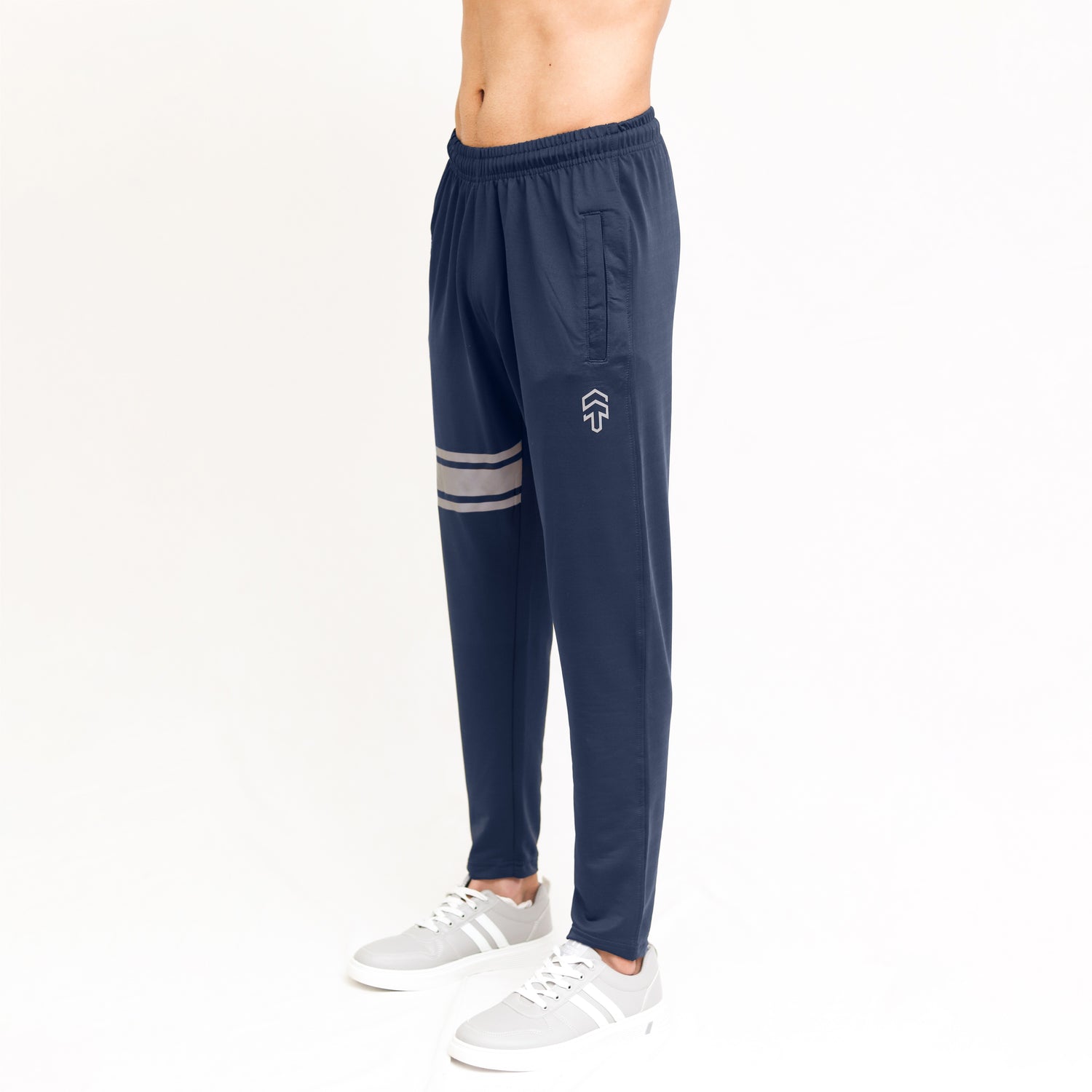 Navy Lycra Quick Dry Trouser with Three Stripes