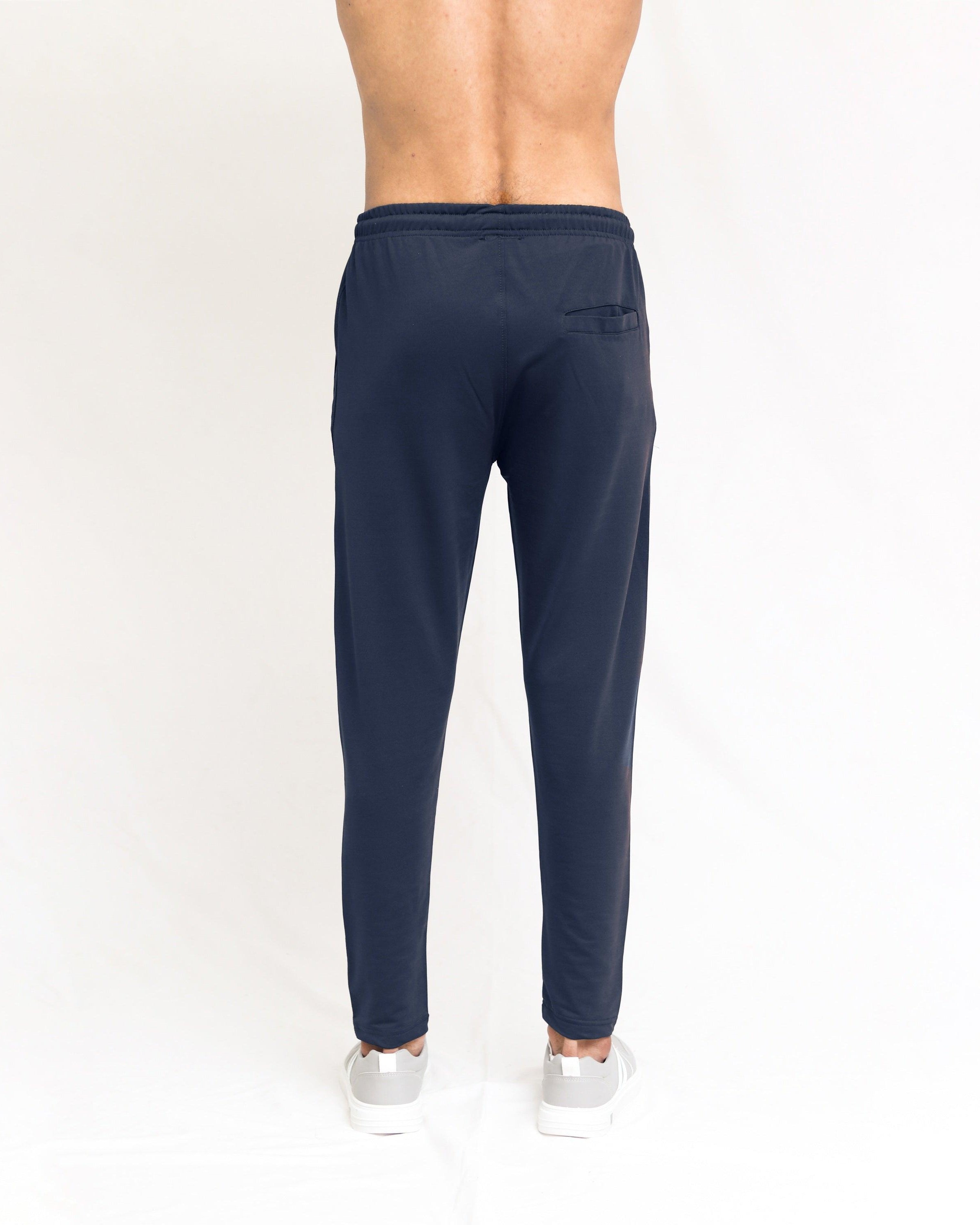 Navy Lycra Quick Dry Trouser with Three Stripes - Surteez