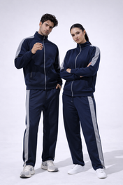 Navy Mock Neck Zipper Tracksuit