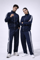 Navy Mock Neck Zipper Tracksuit