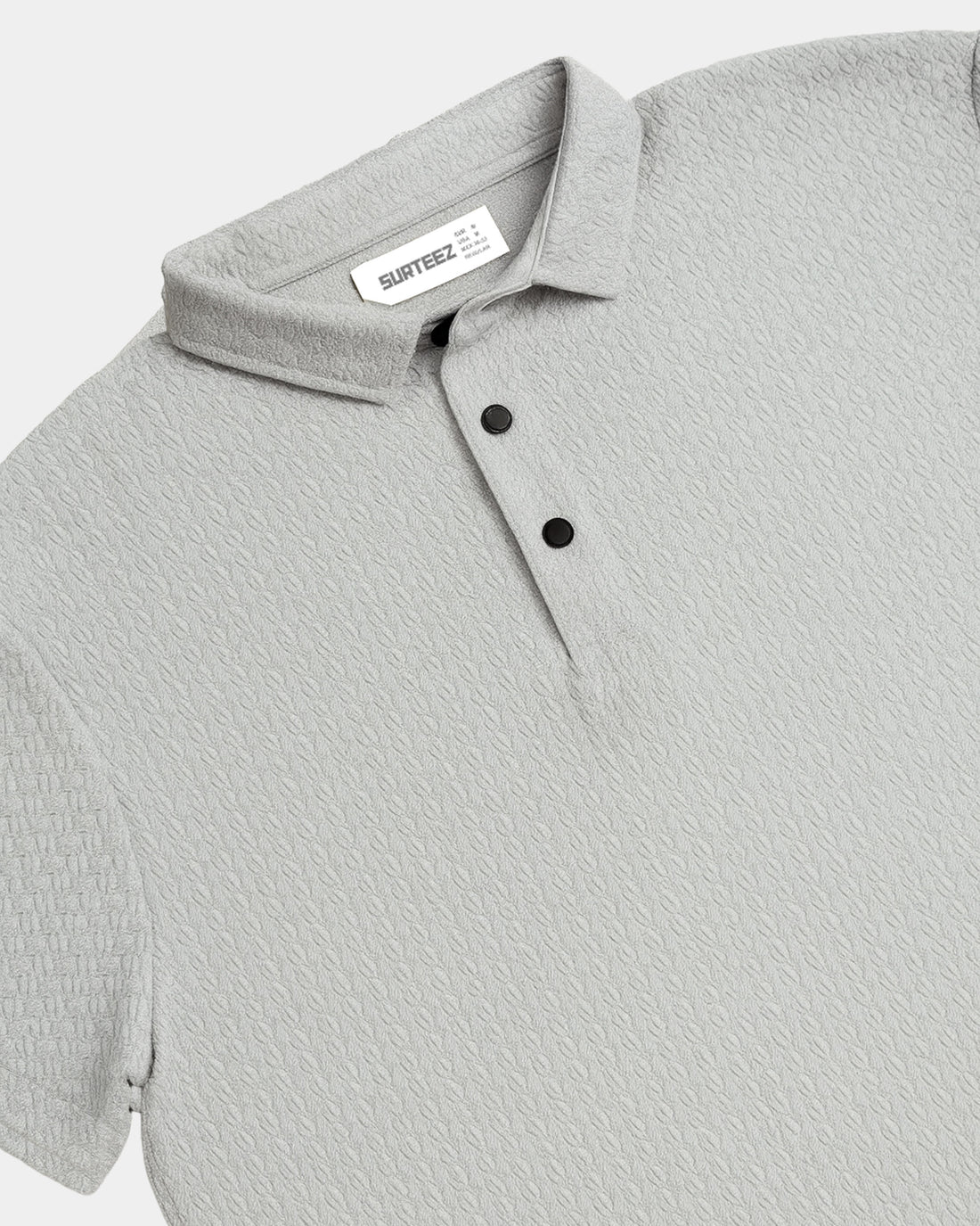 Woven Textured Lycra Polo - Light Grey