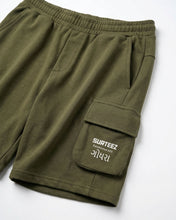 Olive Terry Cargo 3 Quarter Shorts