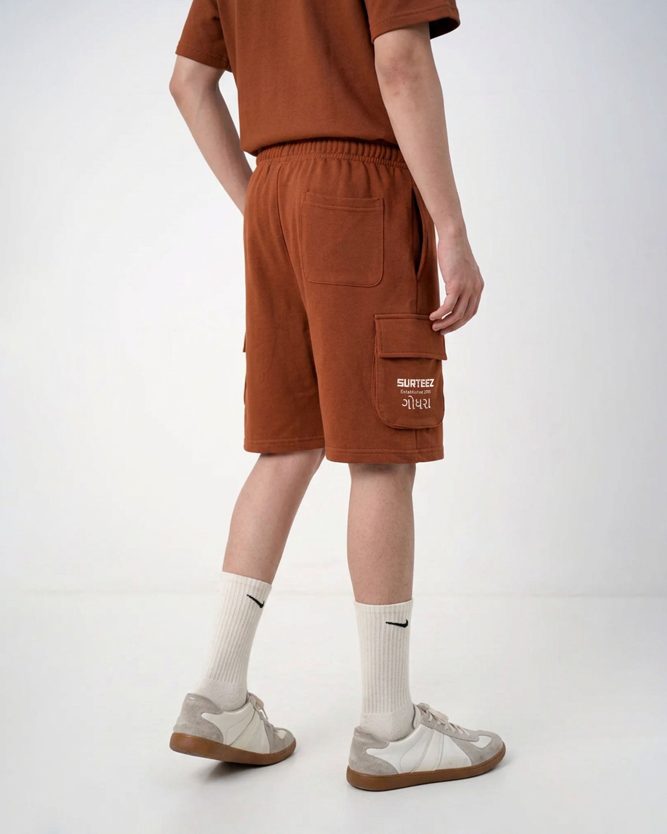 Rust Terry Cargo 3 Quarter Shorts