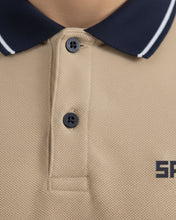 Khaki and Navy Contrast Polo Tee