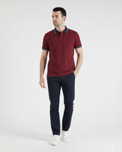 Maroon and Navy Contrast Polo Tee