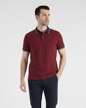 Maroon and Navy Contrast Polo Tee