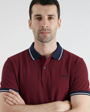Maroon and Navy Contrast Polo Tee