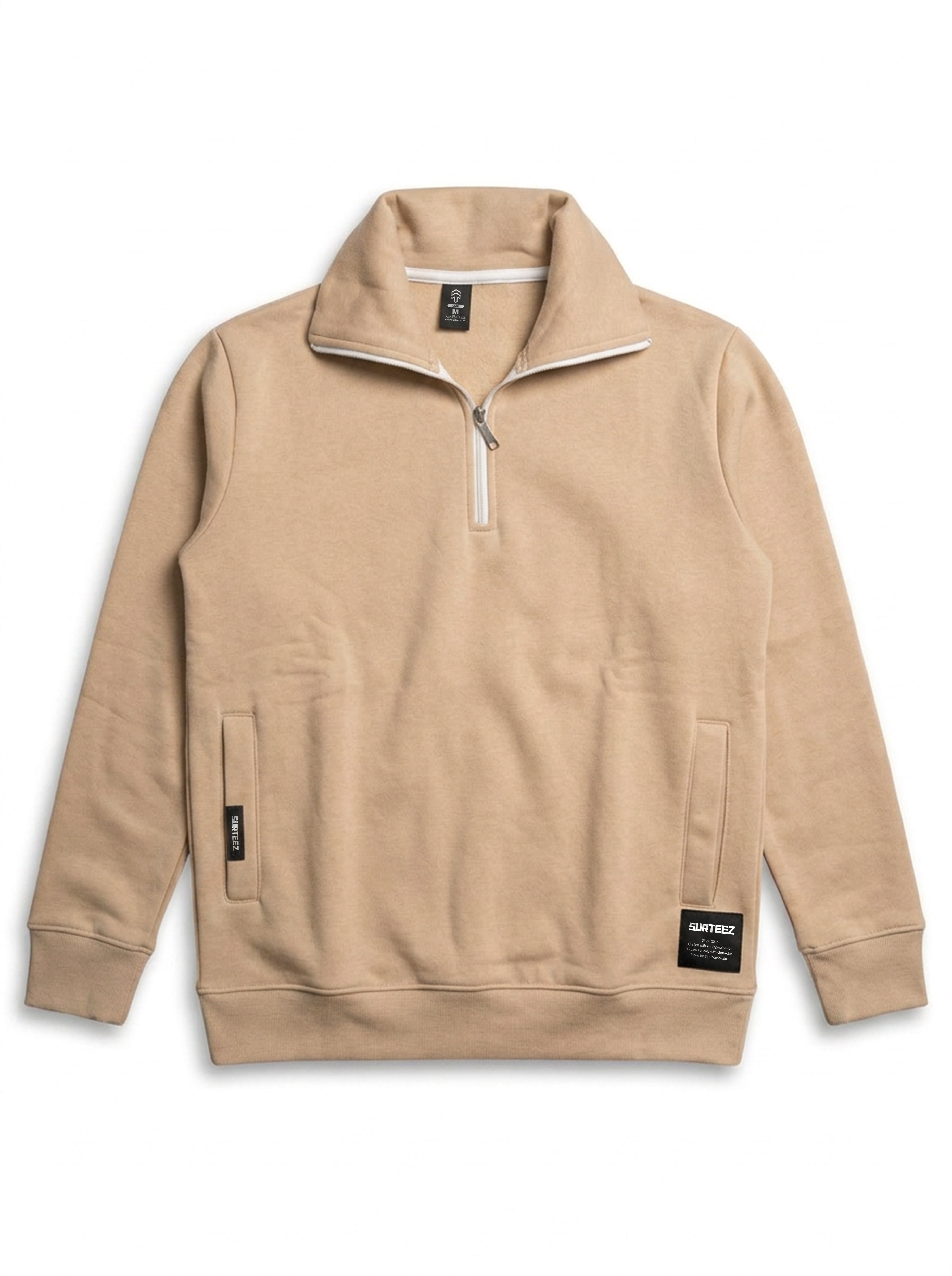Beige Half Zipper Tracksuit