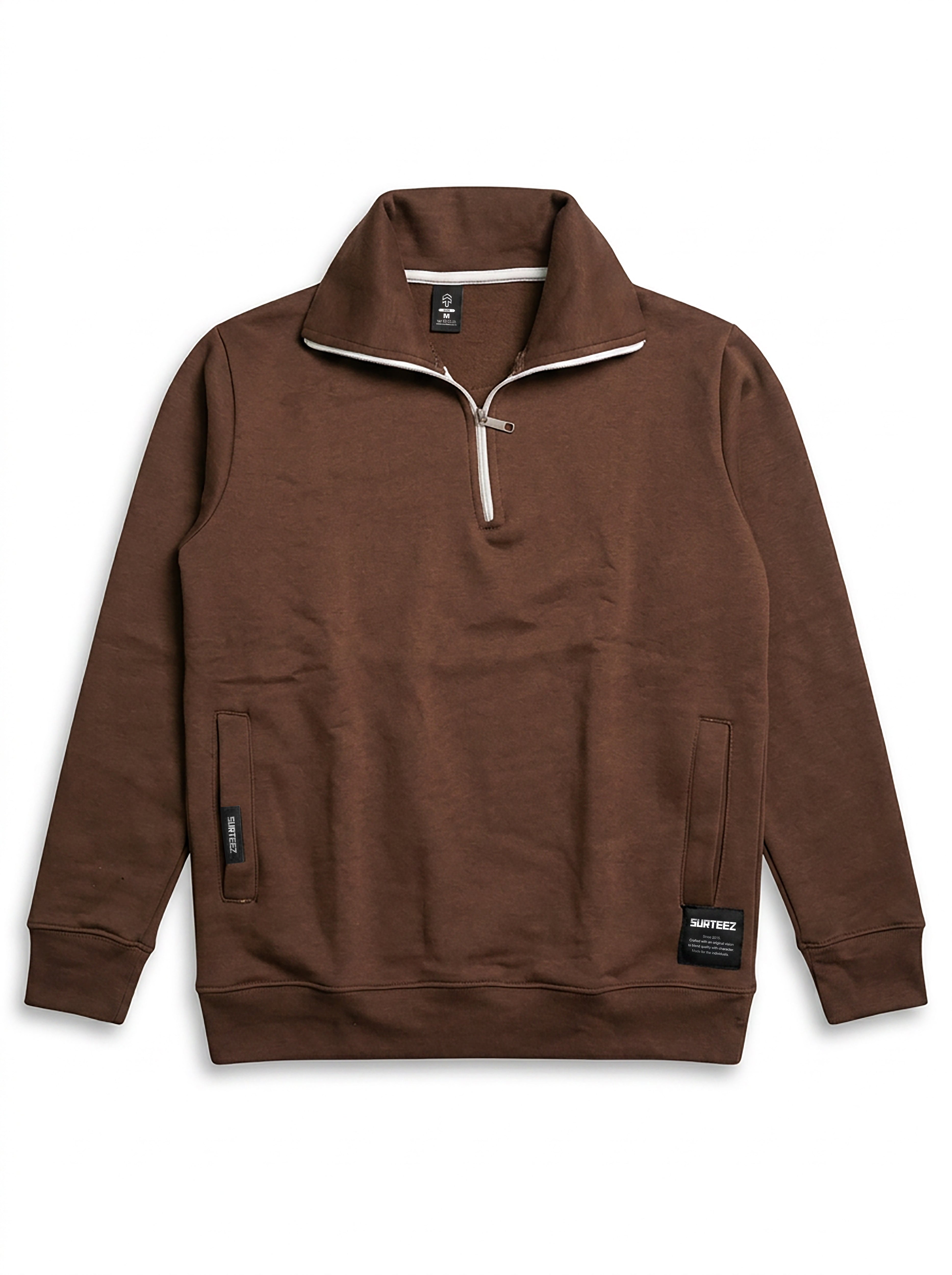 Brown Half Zipper Tracksuit