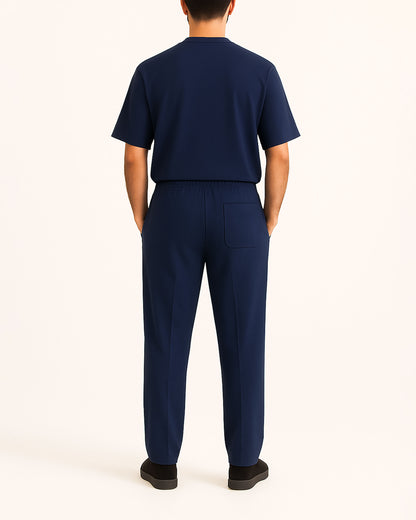 NAVY BLUE INTERLOCK CO ORD SET
