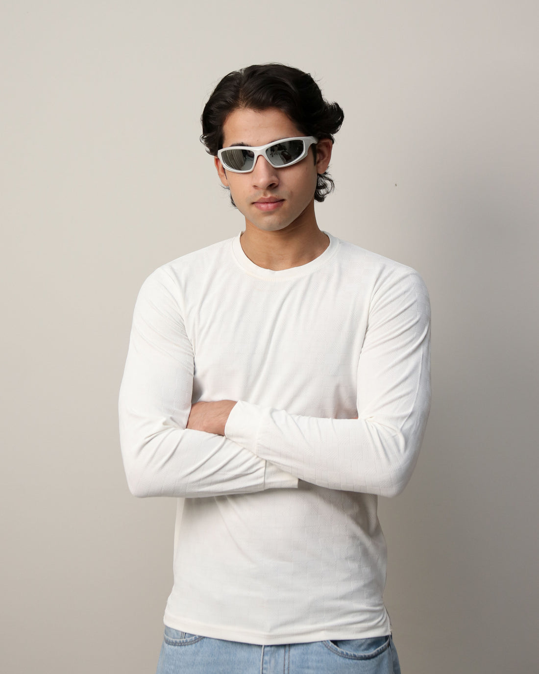 Textured Stretch F/S - White