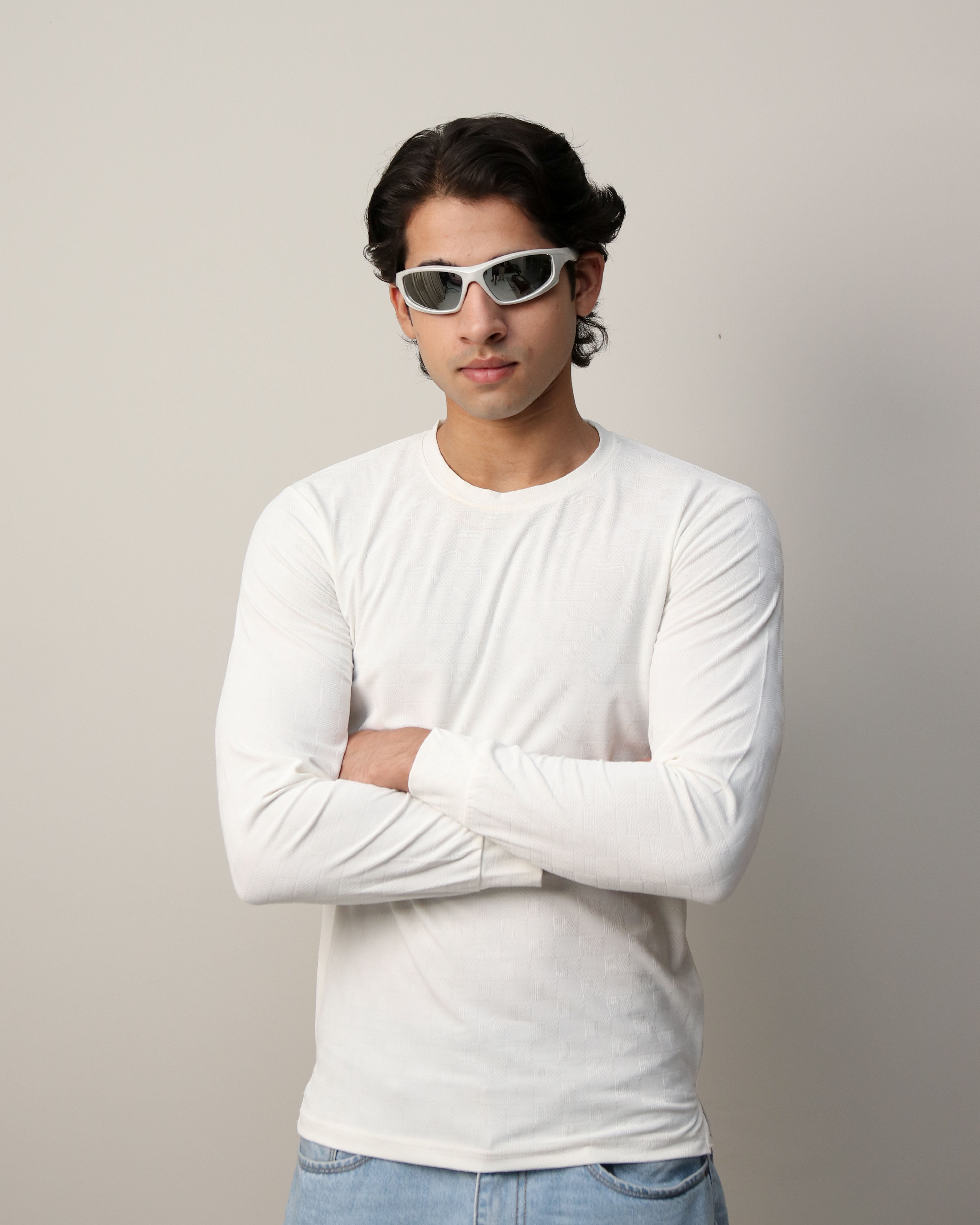 Textured Stretch F/S - White