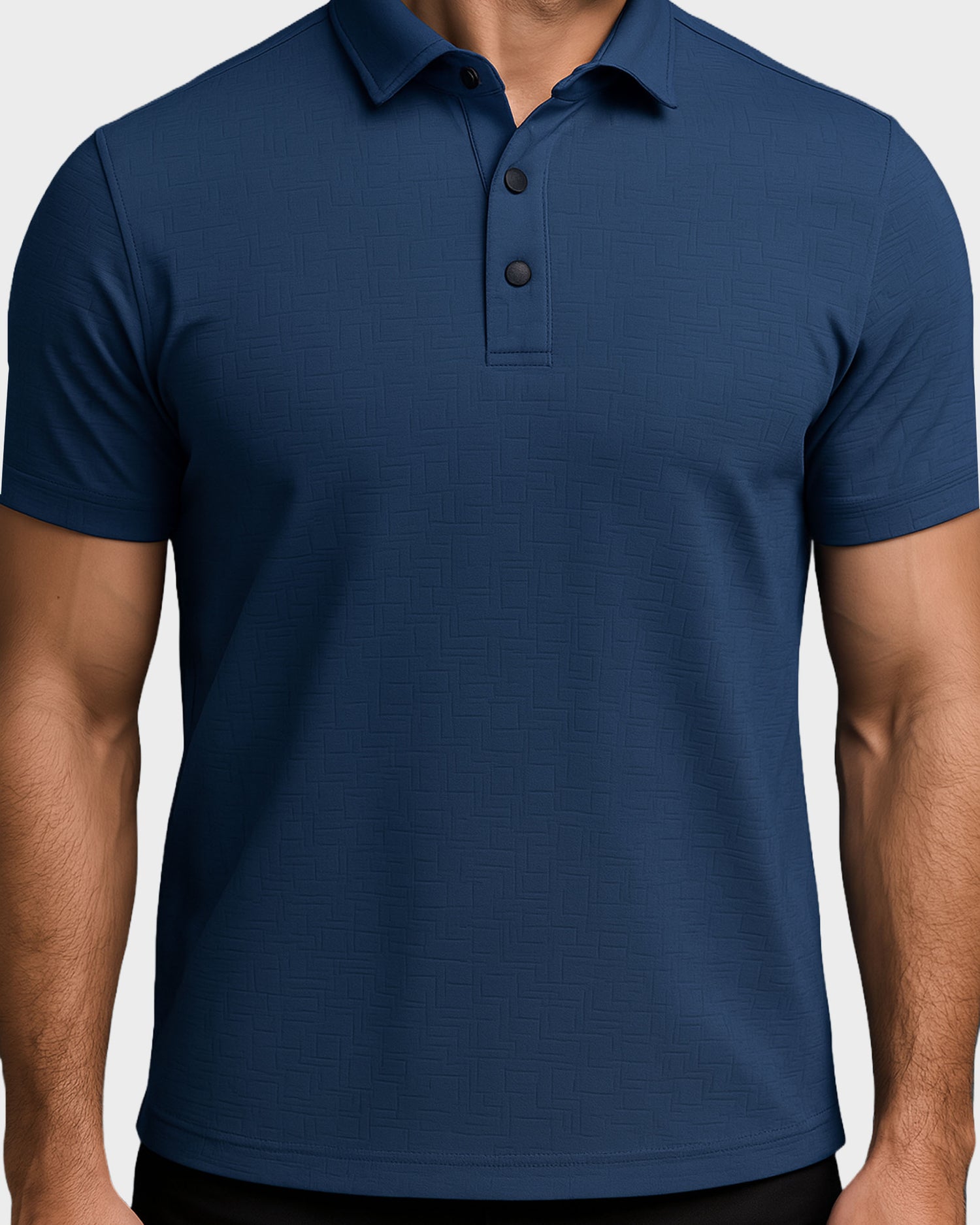 Lycra Stretch Textured Polo - Navy