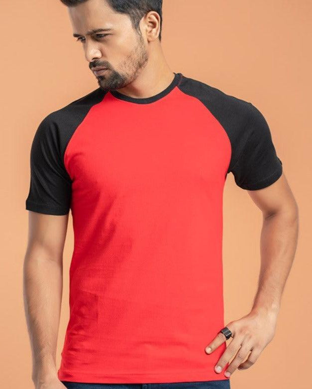 Red Black Raglan Half Sleeve Tshirt - Surteez