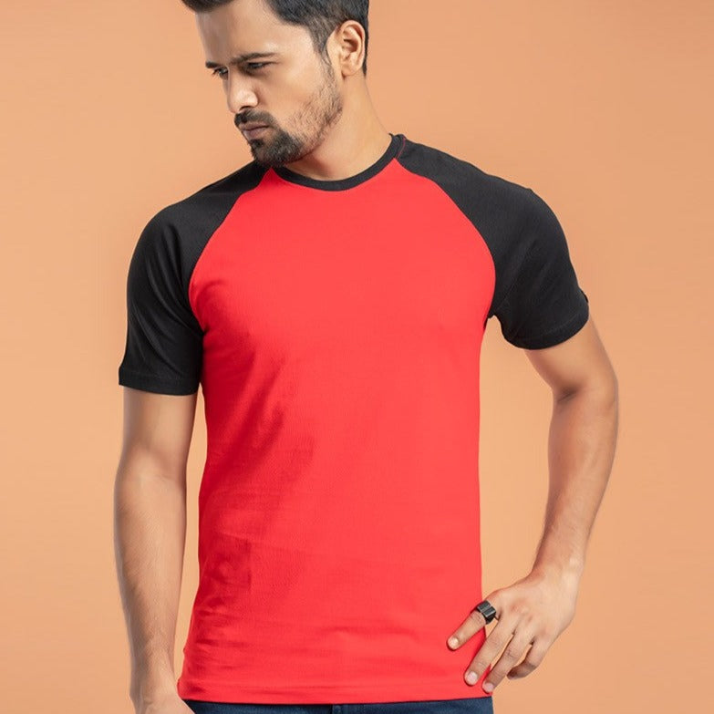 Red Black Raglan Half Sleeve Tshirt