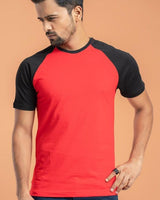 Red Black Raglan Half Sleeve Tshirt