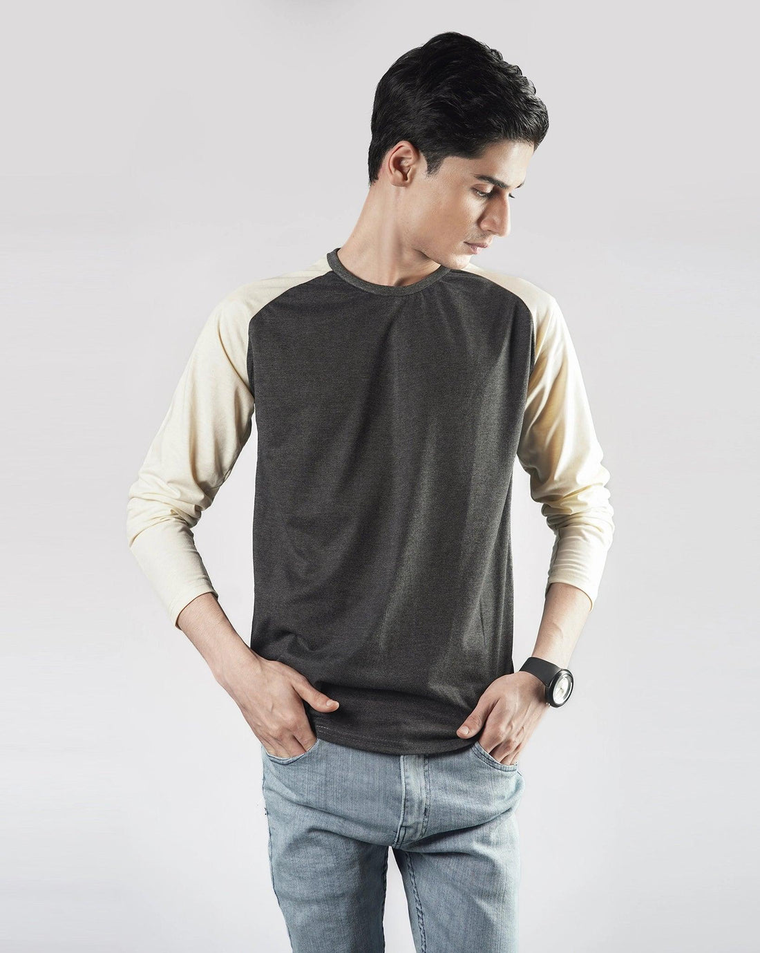 Pastel Yellow Charcoal Raglan - Surteez