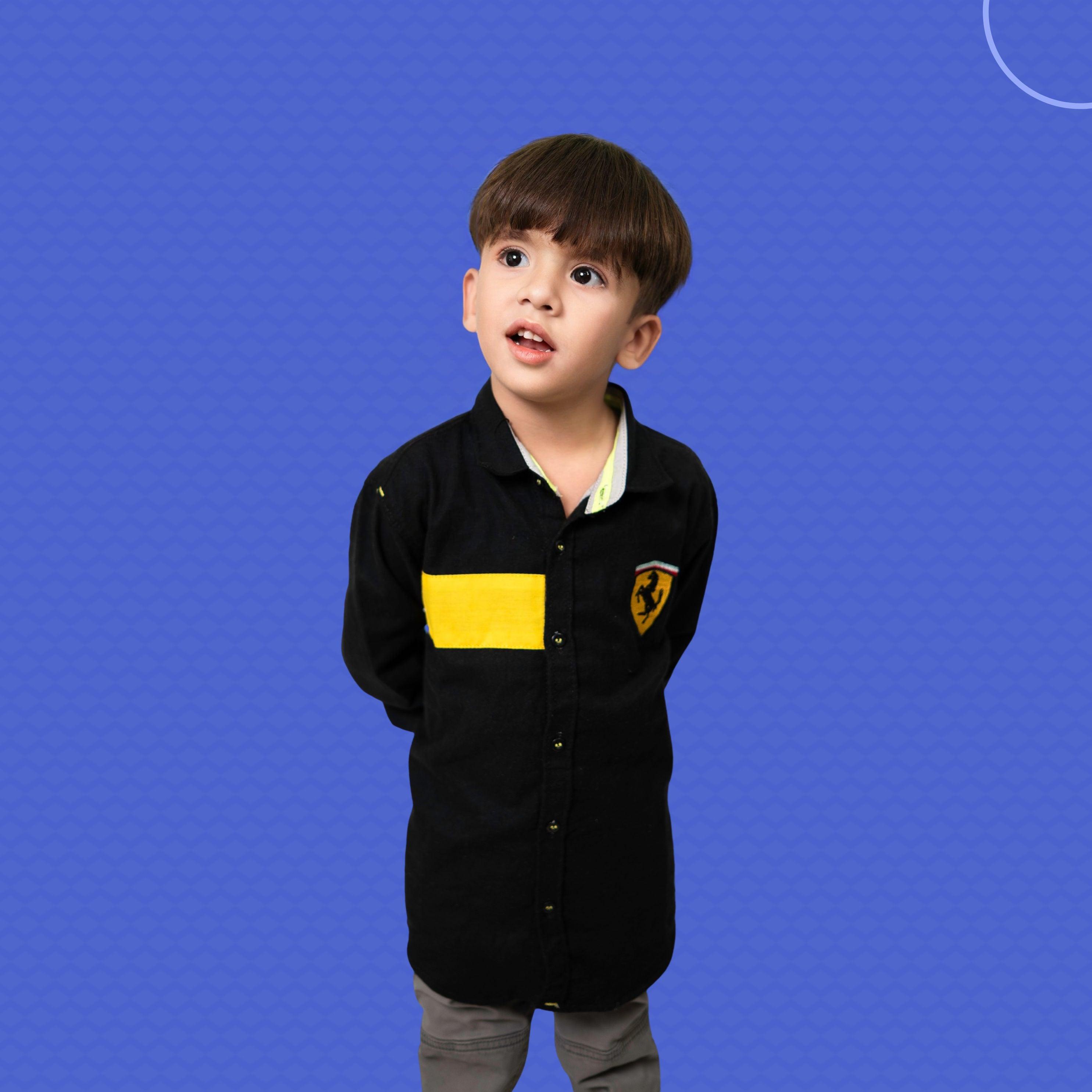 Ferrarii Embroided Black Cotton Shirt - Surteez