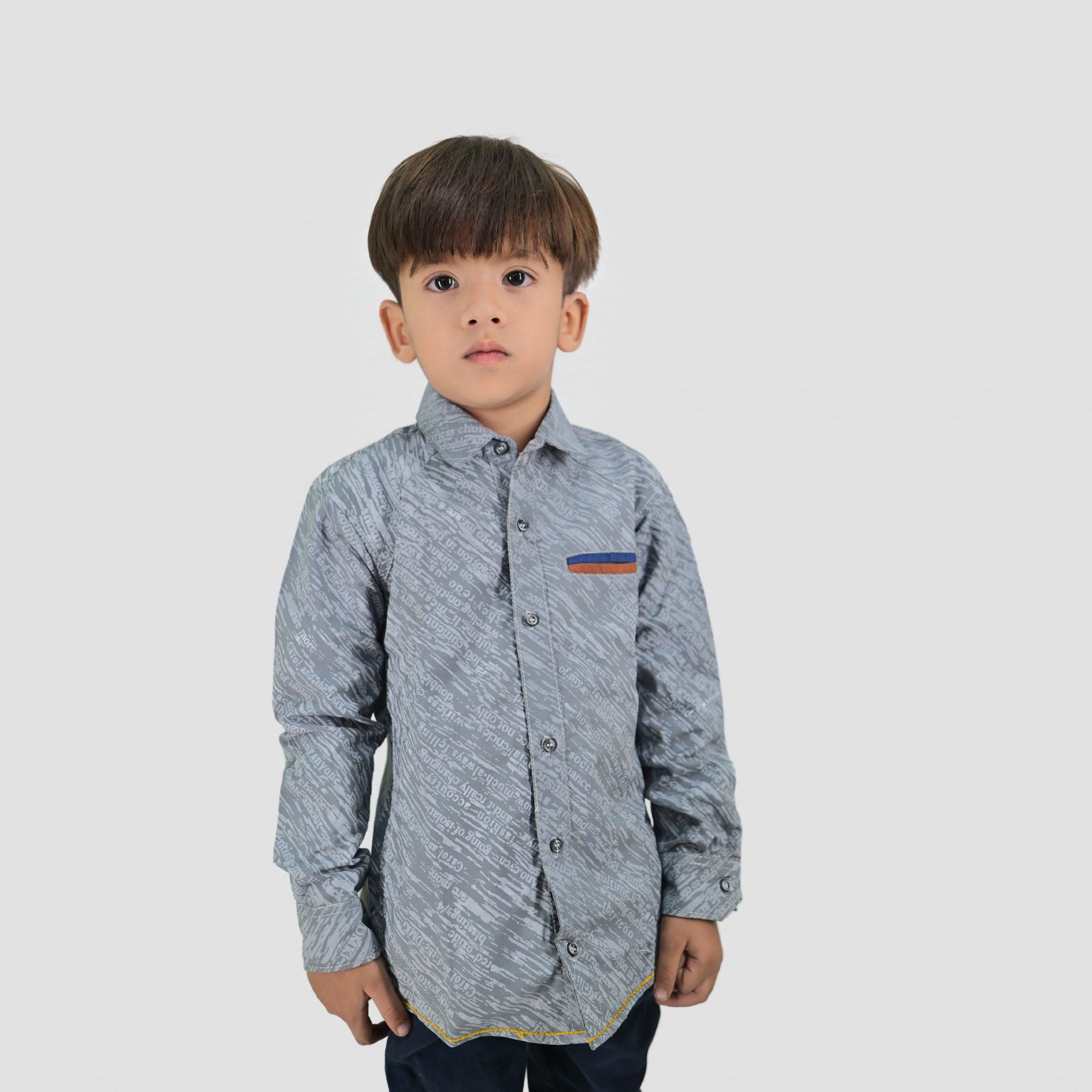 Grey Typo Cotton Shirt - Surteez