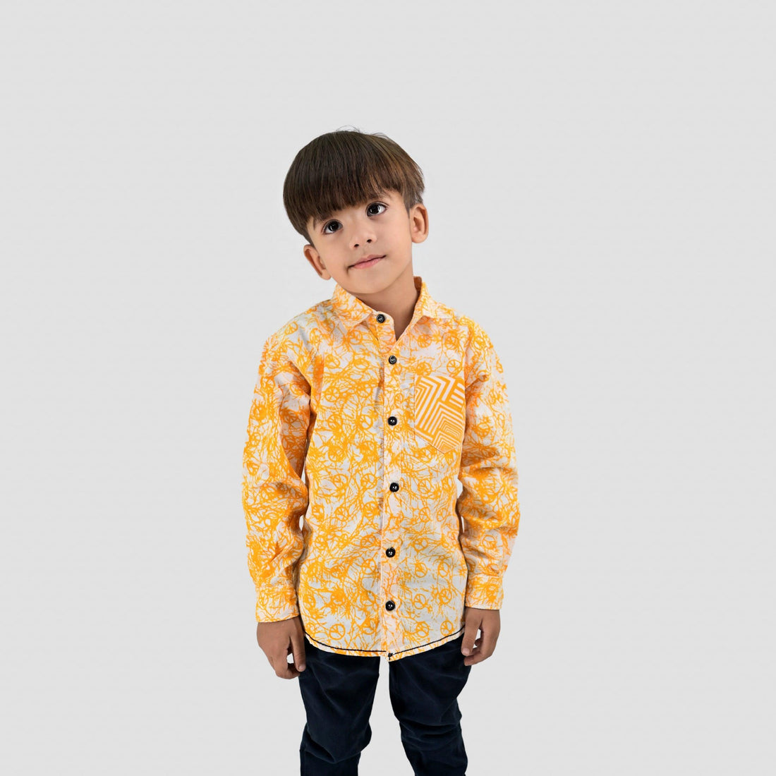 Mustard Abstract Cotton Shirt - Surteez