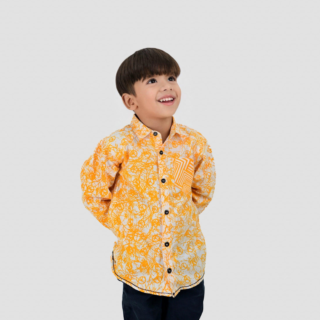 Mustard Abstract Cotton Shirt - Surteez