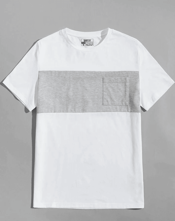 Grey White Colorblock Tee - Surteez